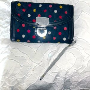 🌹 Vera Bradley RFID Grab & Go Wristlet, Pattern Havana Dots / Roses interior 🌹